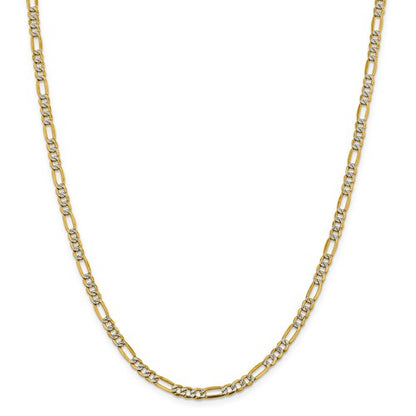 14k yellow gold 3.9mm pav√© figaro diamond cut bracelet anklet choker necklace chain