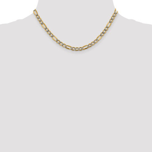 14k yellow gold 5.25mm pav√© figaro diamond cut bracelet anklet choker necklace chain