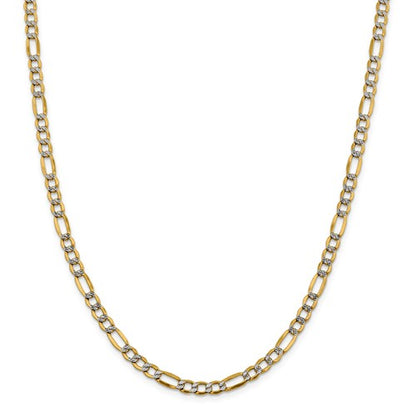 14k yellow gold 5.25mm pav√© figaro diamond cut bracelet anklet choker necklace chain