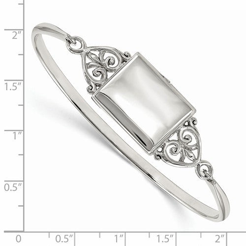 sterling silver rectangle locket bangle bracelet custom engraved personalized monogram