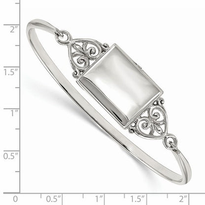 sterling silver rectangle locket bangle bracelet custom engraved personalized monogram