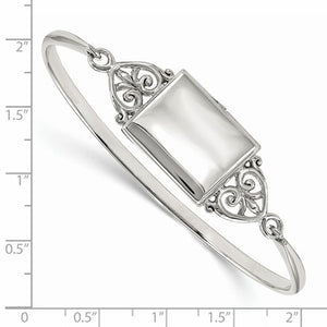 Sterling Silver Rectangle Locket Bangle Bracelet Custom Engraved Personalized Monogram - BringJoyCollection