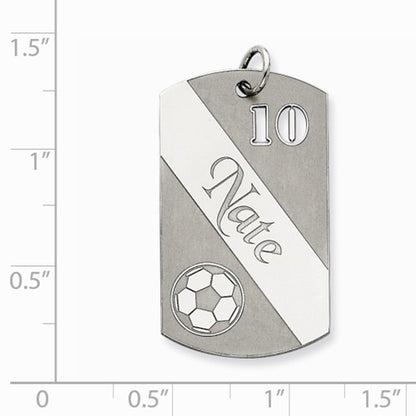 sterling silver soccer personalized name number dog tag engraved pendant charm