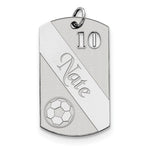 Load image into Gallery viewer, Sterling Silver Soccer Personalized Name Number Dog Tag Engraved Pendant Charm
