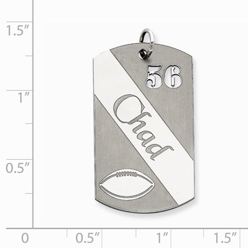 sterling silver football personalized name number dog tag engraved pendant charm