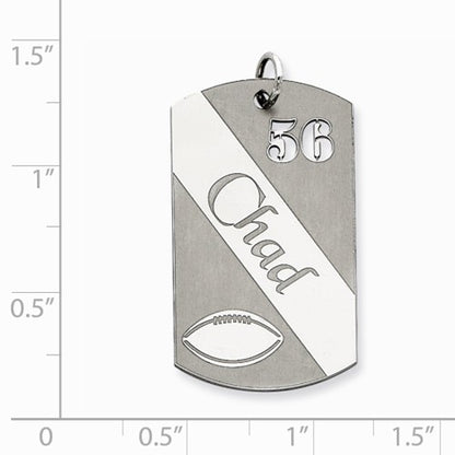sterling silver football personalized name number dog tag engraved pendant charm