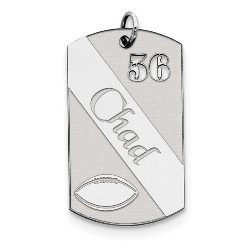 sterling silver football personalized name number dog tag engraved pendant charm