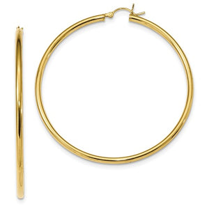 Yellow Gold Plated Sterling Silver 2.24 inch Round Hoop Earrings 57mm x 2.5mm