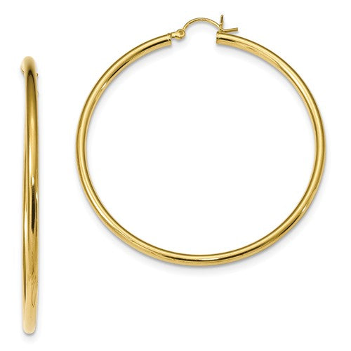 Yellow Gold Plated Sterling Silver 2.05 inch Round Hoop Earrings 52mm x 2.5mm