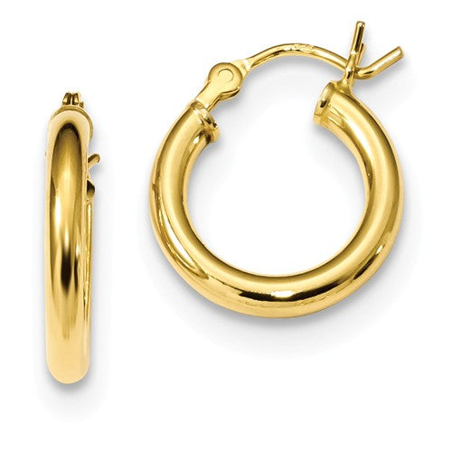 Yellow Gold Plated Sterling Silver Round Hoop Earrings 14mm x 2.5mm
