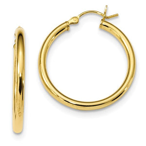 Yellow Gold Plated Sterling Silver 1.02 inch Round Hoop Earrings 26mm x 2.5mm