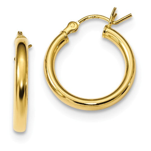 yellow gold plated sterling silver round hoop earrings 17mm x 2.5mm