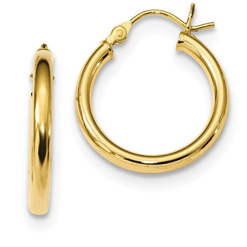 yellow gold plated sterling silver round hoop earrings 19mm x 2.5mm