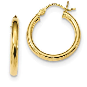 Yellow Gold Plated Sterling Silver Round Hoop Earrings 19mm x 2.5mm