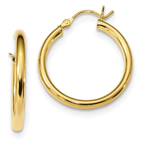 yellow gold plated sterling silver round hoop earrings 23mm x 2.5mm