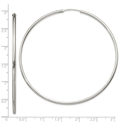 sterling silver 2.68 inch round endless hoop earrings 68mm x 2mm
