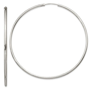 Sterling Silver 2.68 inch Round Endless Hoop Earrings 68mm x 2mm