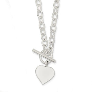 sterling silver heart tag toggle necklace engraved personalized monogram 18 inches