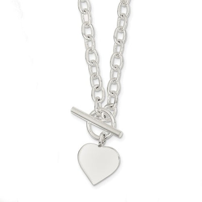 sterling silver heart tag toggle necklace engraved personalized monogram 18 inches