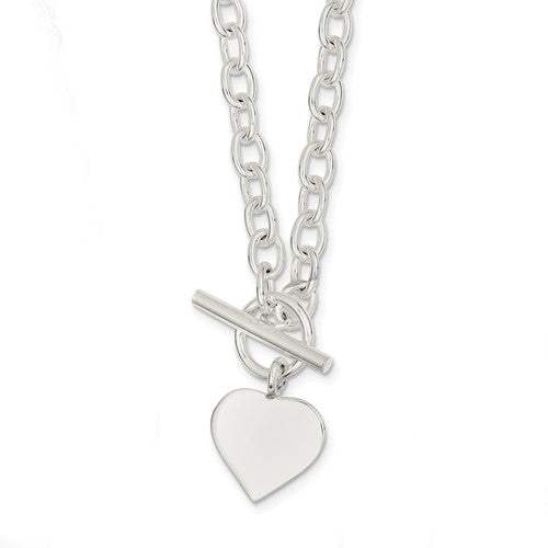 sterling silver heart tag toggle necklace engraved personalized monogram 18 inches