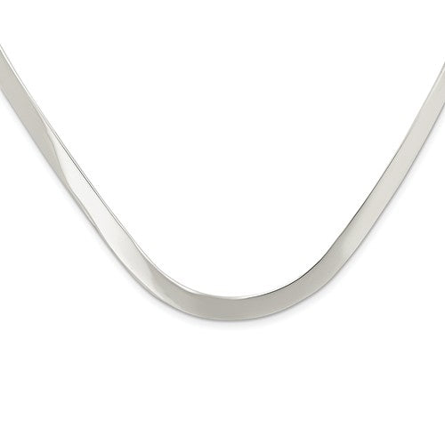 Sterling Silver 5mm V Shaped Flexible Neck Collar Necklace Slip On