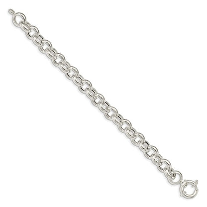 sterling silver 10mm fancy link rolo bracelet chain spring ring clasp 8 inches