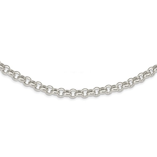sterling silver 6mm fancy link rolo necklace chain spring ring clasp 17.5 inches