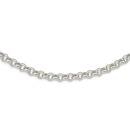 sterling silver 6mm fancy link rolo necklace chain spring ring clasp 17.5 inches