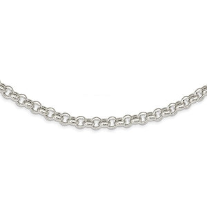 Sterling Silver 6mm Fancy Link Rolo Necklace Chain Spring Ring Clasp 17.5 inches