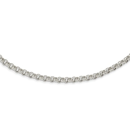 sterling silver 4mm fancy link rolo necklace chain spring ring clasp 17.5 inches