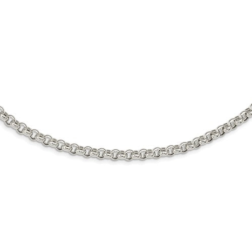 sterling silver 4mm fancy link rolo necklace chain spring ring clasp 17.5 inches