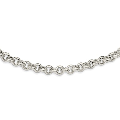 sterling silver 8mm fancy link rolo necklace chain spring ring clasp 17.5 inches