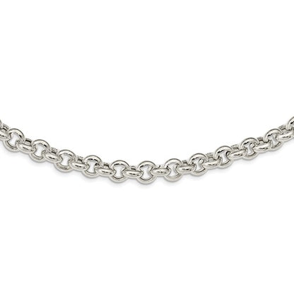 sterling silver 8mm fancy link rolo necklace chain spring ring clasp 17.5 inches