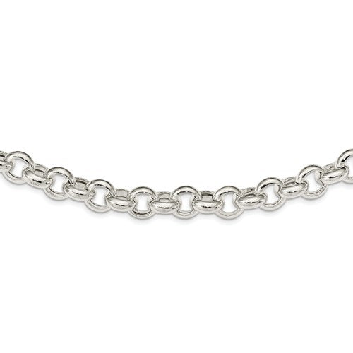 Sterling Silver 11mm Fancy Link Rolo Necklace Chain Spring Ring Clasp 18.5 inches