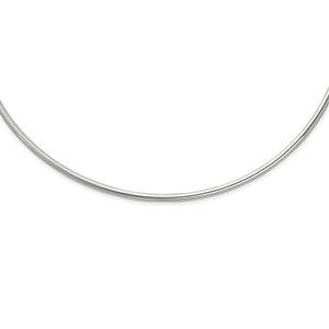 Sterling Silver Rhodium Plated 3mm Neck Collar Choker Necklace Slip On