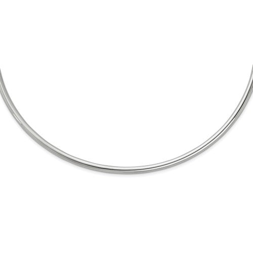 Sterling Silver Rhodium Plated 4mm Neck Collar Choker Necklace Slip On
