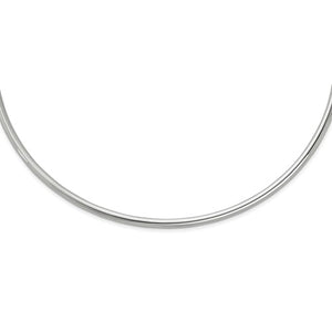 Sterling Silver Rhodium Plated 4mm Neck Collar Choker Necklace Slip On