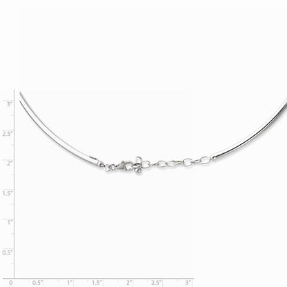 sterling silver rhodium plated 3mm neck collar necklace 16 inch with extender