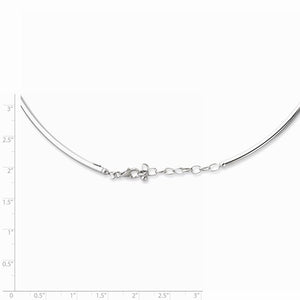 Sterling Silver Rhodium Plated 3mm Neck Collar Necklace 16 inch with Extender