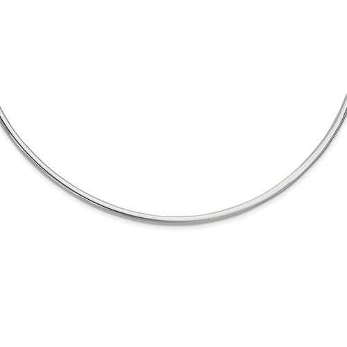 sterling silver rhodium plated 3mm neck collar necklace 16 inch with extender