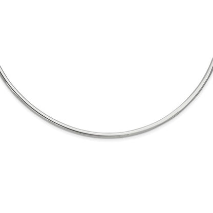 sterling silver rhodium plated 3mm neck collar necklace 16 inch with extender