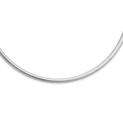 sterling silver rhodium plated 4mm neck collar necklace 16 inch with extender