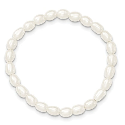 freshwater cultured rice pearl stretch bracelet