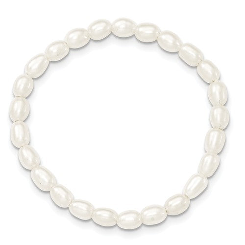 freshwater cultured rice pearl stretch bracelet