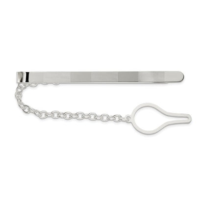 sterling silver textured tie bar clip
