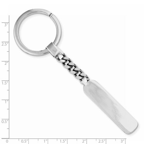 Sterling Silver Rectangle Bar Key Holder Ring Keychain Personalized Engraved Monogram