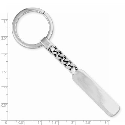 sterling silver rectangle bar key holder ring keychain personalized engraved monogram