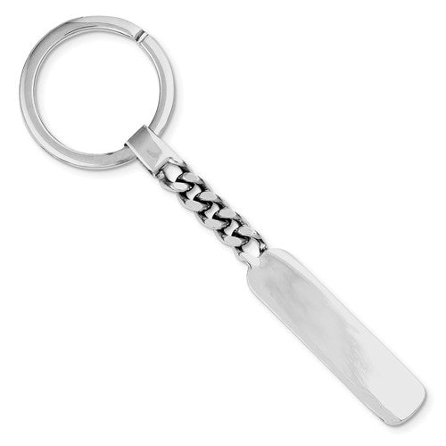 sterling silver rectangle bar key holder ring keychain personalized engraved monogram