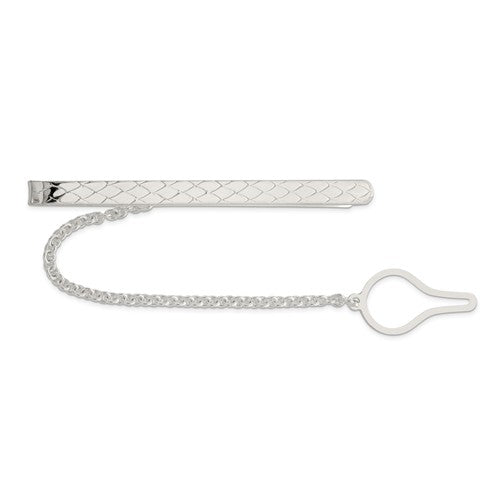 sterling silver textured tie bar clip