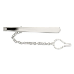 Sterling Silver Engravable Tie Bar Clip Personalized Engraved Monogram